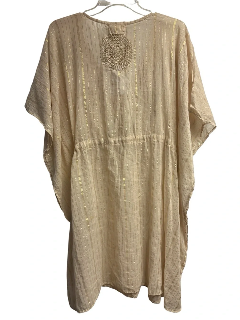NWT Gypsy Blu Embroidered Beach/Swim Cover-Up W/ Drawstring & Shimmer One Size